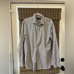 Banana Republic no iron Black and White Grid Shirt
